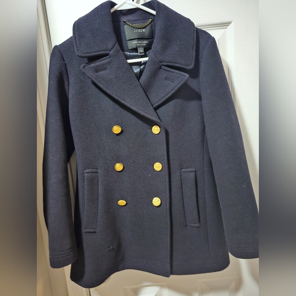 Women's Black Peacoat with Gold Buttons - Picture 1 of 5